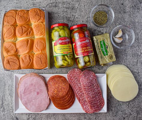 Hot Italian Sub Sliders - The Jam Jar Kitchen Italian Sub Sliders, Sub Sliders, Italian Sub, Kitchen Dinner, Jar Kitchen, Sub Sandwiches, Tailgating Recipes, Slider Recipes, Dinner Recipes For Family