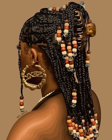 Melanin Asthetic Picture, African Girl Aesthetic, Fresh Braids, Black People Art, Black Power Art, Natural Hair Art, Black Woman Artwork, Afrique Art, Art Procreate