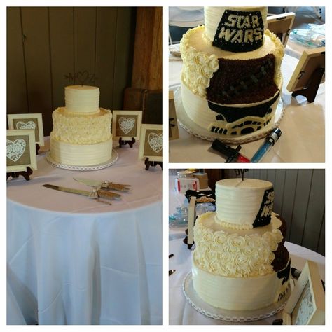 Peekaboo Wedding Cake,   surprise for the groom. Buttercream. Cake Surprise, The Groom, Wedding Cake, Butter Cream, Cupcake Cakes, Wedding Cakes, Sweet Treats, Dream Wedding, Baking