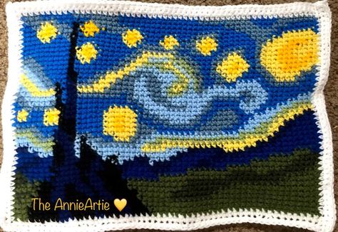 Crochet Crafts, Van Gogh, Starry Night, Crochet Top, Amigurumi, Tapestry, Crochet Patterns, Yarn, Knitting