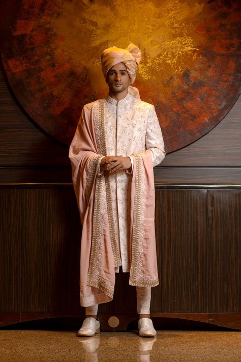 Cream Sherwani, Engagement Dress For Groom, Indian Wedding Clothes For Men, Sherwani For Men Wedding, Groom Dress Men, Wedding Outfits For Groom, Indian Groom Wear, Wedding Dresses Men Indian, Groom Photoshoot