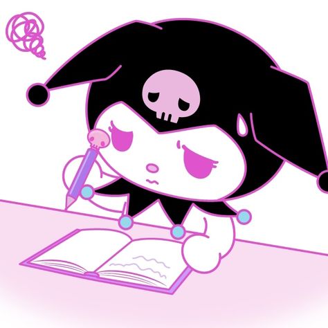 Kuromi Studying, Kuromi Official Art, Aesthetic Yandere, Pfp Cute Anime, Mitsuri Aesthetic, Anime Aura, Blood Background, Kuromi Girl, Blue Aesthetic Grunge