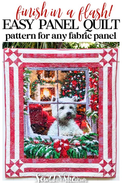 How to Sew a Panel Quilt: Easy Quilt Pattern for Any Fabric Panel Christmas Panels To Quilt, Fabric Panel Quilts Free Pattern, Panel Quilts Ideas Layout Patterns Free, Christmas Fabric Panels, Quilt Easy, Simple Quilt, Panel Quilt Patterns, Fabric Panel Quilts, Layer Cake Quilts