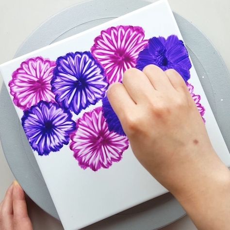 How To Paint Purple Flowers, Painting Ideas Garden, Purple Painting Ideas, Painting Ideas Beautiful, Designer Gemma77, Drawings Techniques, Easy Nature Paintings, Painting Techniques Art, Rock Wrapping