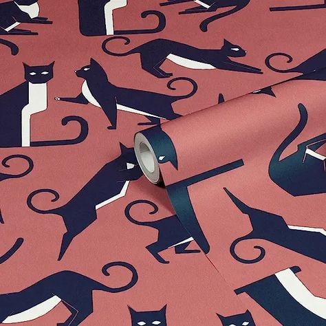 Amazon.ca : furn papier peint Printed Wallpaper, Coral Wallpaper, Geometric Cat, Modern Color Schemes, Wall Art Wallpaper, Diy Wallpaper, Wallpaper Direct, Made To Measure Curtains, Geometric Wallpaper