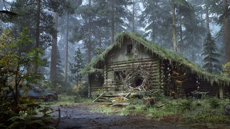 ArtStation - Strange Cabin Deep in the Forest , Elias Tsirides Stages Of Acceptance, Scary Forest, Trim Sheet, Leaf Canopy, Forest Village, Viking House, Deep In The Forest, Fantasy Village, Forest Cabin