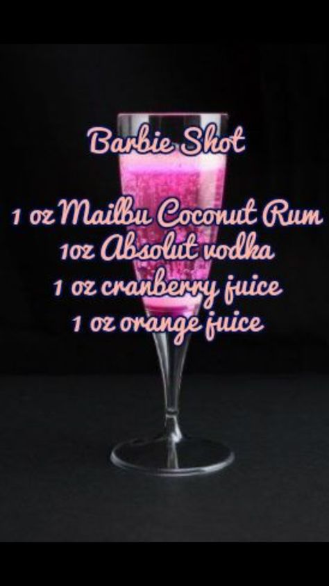 Barbie Shot, Alcholic Drinks, Cocktail Drinks Alcoholic, Halloween Cocktail, Cocktails Recipes, Yummy Alcoholic Drinks, Mixed Drinks Alcohol, Liquor Drinks, Pink Drink