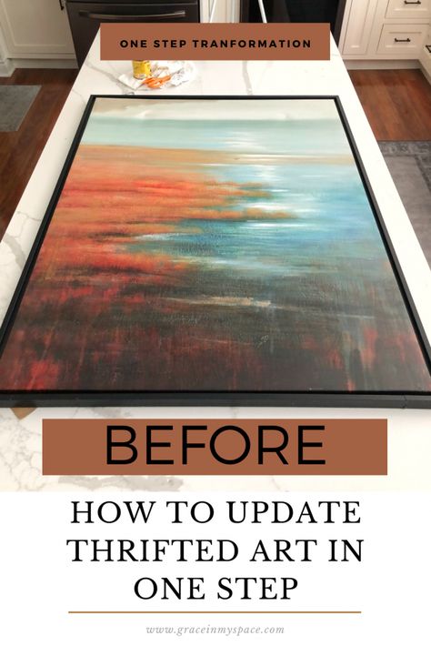 Thrifted art is so easy to come by, but often it needs some TLC! Learn how to update thrift store art with 1 simple step for a vintage look. #fromhousetohaven #thriftedart #thriftstoreart #artDIY #DIYartwork #vintageart #canvasartideas Thrift Store Painting Upcycle, Christmas Tree Drawings, Thrifted Art, Thrift Store Art, I Spy Diy, Christmas Tree Art, Kids Art Supplies, Modern Oil Painting, Diy Artwork