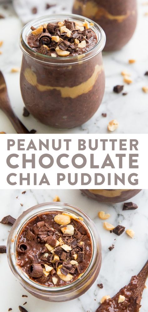 Peanut Butter Chocolate Chia Pudding - 40 Aprons Chia Pudding Vegan, Chocolate Chia Pudding Recipes, 40 Aprons, Chocolate Peanutbutter, Pudding Chia, Chia Recipe, Chocolate Chia Pudding, Easy Dessert Recipe, Creme Brûlée