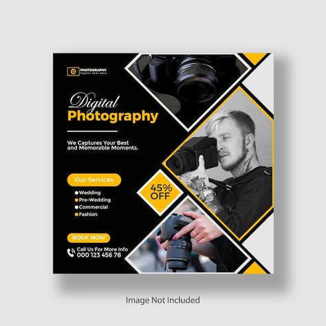 Photography Services Poster, Photography Social Media Post Ideas, Social Media Poster Design Ideas, Photography Banner Design, Facebook Poster Design, Photography Advertising Ideas, Services Social Media Post, Photoshop Poster Tutorial, Photography Poster Design