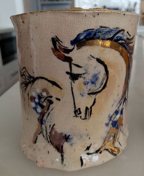 Horse Pottery, Clay Horses, Clay Cafe, Painting Pottery, Painted Ceramics, Color Me Mine, Tiny Art, Hand Painted Mugs, Painted Mugs