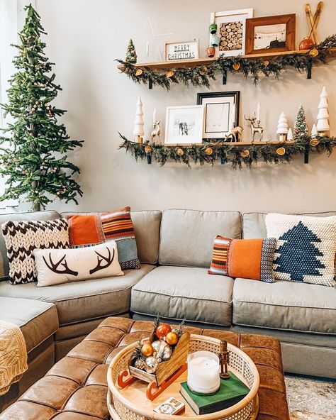 Christmas Tree Behind Couch, Behind Couch, Christmas 2023, Sectional Couch, Sectional, Couch, Christmas Tree, Shelves, Holiday Decor