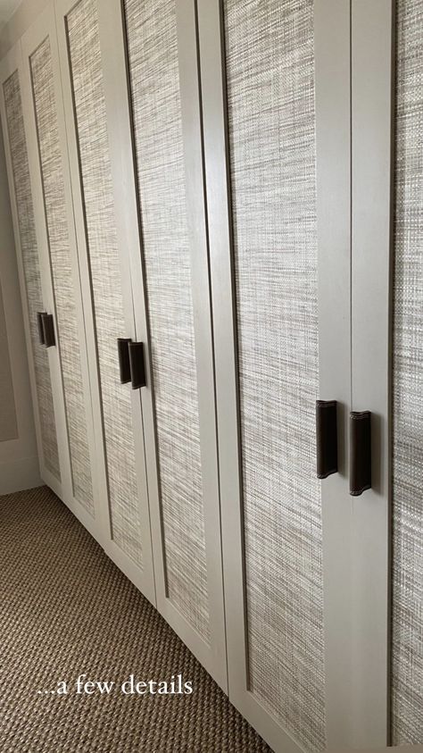 Fabric Covered Wardrobe Doors, Grasscloth Closet Doors, Fabric Sandwich Glass Wardrobe, Fabric Wardrobe Doors, Glass Wardrobe, Shutter Designs, Joinery Design, Indian Home Interior, Zhuhai