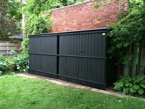 (ad) Outdoor Storage Solutions Sheds Ideas, Outside Storage Shed, Granny Pods, Black Fence, Simple Shed, Outside Storage, Kayak Storage, Small Sheds, Shed Building Plans