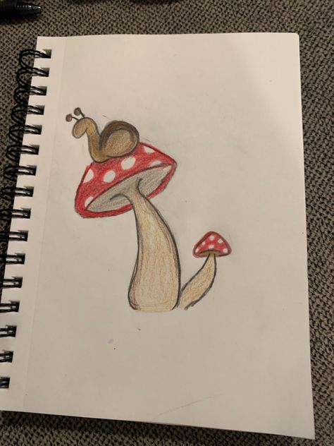 Co Nakreslit Easy, Mushroom Snail, Drawing Medium, Random Sketches, Cute Drawing, Sketchbook Art Journal, Art Idea, Sketchbook Art, Cute Easy Drawings