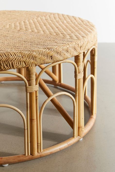 Lulu Rattan Coffee Table | Urban Outfitters Coffee Table Urban Outfitters, Rattan Side Table, Cane Furniture, Woven Furniture, Rattan Table, Rattan Coffee Table, Rattan Dining Chairs, Leather Lounge Chair, Leather Lounge