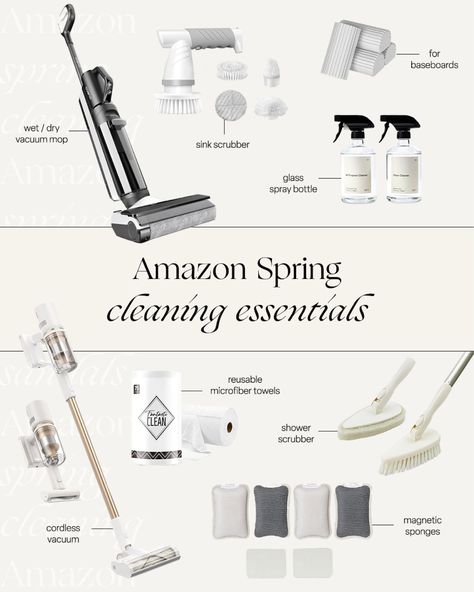 Amazon spring cleaning essentials ✨ everything you need to make spring cleaning a little easier! If you need the best cleaning supplies for your bathroom, your kitchen, or for general spring cleaning, check out these Amazon must haves. Tap to shop my essential cleaning supplies!