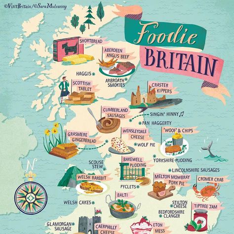 Map Map Of Britain, Trip Games, Food Map, England Map, Buttery Shortbread, Visiting England, Peak District, The United Kingdom, Illustrated Map