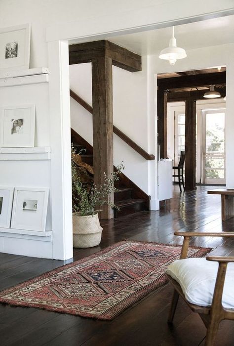 Frances Loom, Interior Design Country, Loom Rug, Stair Case, Rug Entryway, Farmhouse Interior, White Chair, House Interiors, Decoration Inspiration