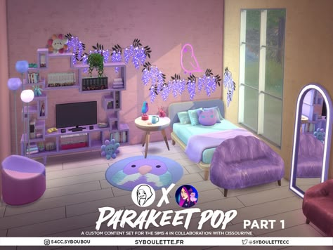 The Sims Resource - Patreon release - Parakeet pop set part 1 Sims 4 Beds, Furniture Cc, Alpha Cc, Pop Custom, Sims 4 Bedroom, Cc Furniture, Sims 4 Clutter, Sims 4 Teen, Sims 4 Dresses