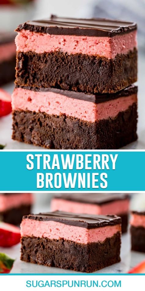 Gourmet Brownies, Sugar Spun Run, Fresh Recipe, Strawberry Brownies, Baked Desserts, Fast Desserts, Brownie Frosting, Brownies Recipe Homemade, Festive Recipes