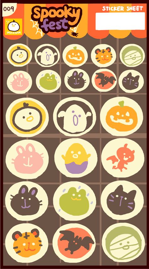 SPOOKYFEST 'SUGAR COOKIES' Sticker sheet 8.6 cm x 13.12 cm sticker sheet 22 stickers within a sticker sheet Ohmonah Halloween Spookyfest 2023. Social: Check out @ohmonah on twitter and instagram for more updates!