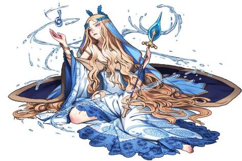 Water Priestess Art, Priestess Character Design, Fantasy Priestess, Water Priestess, Priestess Art, Norse Art, Final Fantasy Xi, Side Quest, Final Fantasy Iv