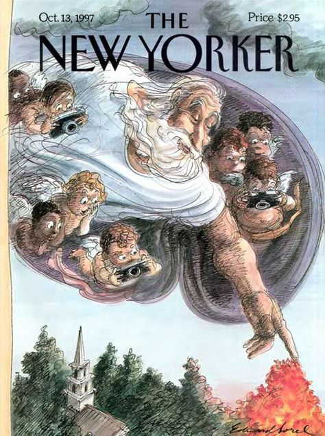 October 13, 1997 - Edward Sorel New Yorker Cover, The New Yorker Magazine, New Yorker Magazine, Mucha Art, City Sketch, New Yorker Covers, What Is An Artist, Snoopy Images, Autumn Illustration