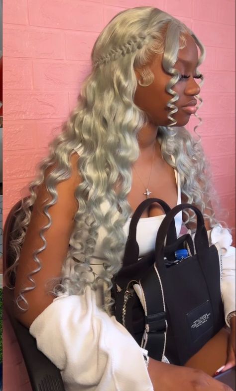 Wigs Silver, Bombshell Hair, 13x4 Lace Front Wig, Frontal Wig Hairstyles, Birthday Hairstyles, Birthday Hair, Hair For Women, Frontal Hairstyles, Grey Lace