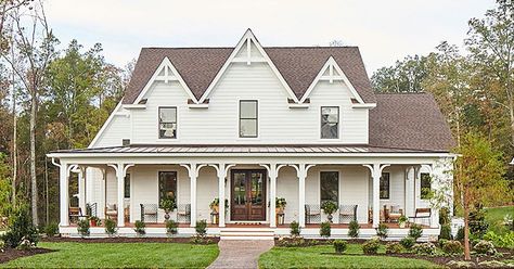 The Biggest House Plan Trends of 2021 | Southern Living Southern Gothic House, Gothic House Plans, Gothic Farmhouse, Farmhouse Exterior Design, Paradise Falls, Farmhouse Architecture, Southern Living House Plans, Modern Farmhouse Exterior, Farmhouse House