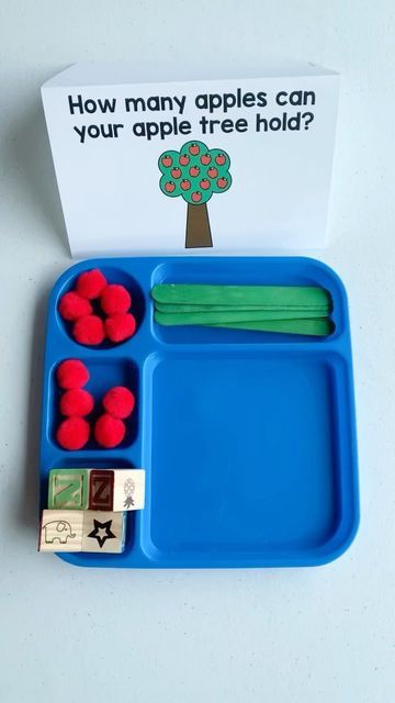 Angie - Preschool & Pre-K on Instagram: "🍎Apple Stem challenge🍎 🍎How many apples can your apple tree hold? Provide students with blocks, popsicle sticks, and “apples” (pom-poms/mini erasers). Challenge them to see how many apples their tree can hold. 🍎 This activity is included in the Apple math centers as a bonus activity. Link in bio." Apple Experiments For Preschool, Apple Stem Activities First Grade, Apple Tree Stem Activity, Apple Stem Activities, Kindergarten Apples, Apple Math Centers, Apple Building, Apple Classroom, Apple Kindergarten