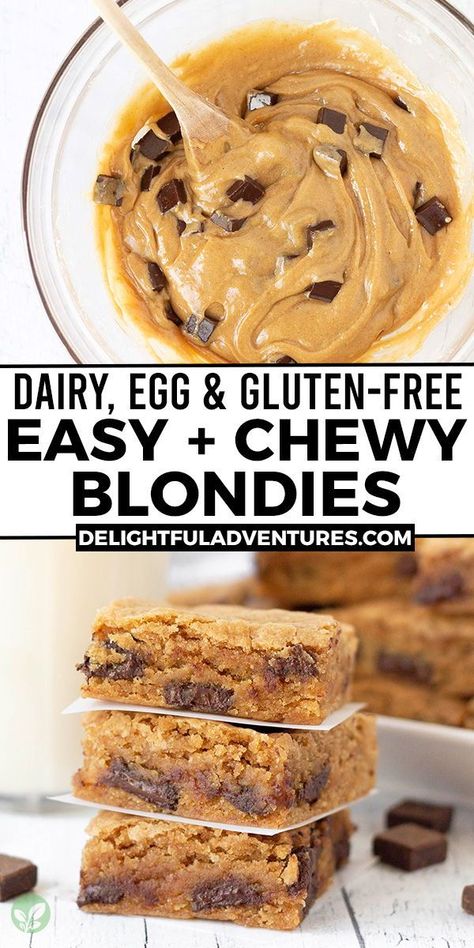 Dairy Free And Nut Free Recipes, Egg Free Sweets, Gluten Free Vegan Blondies, Gluten Dairy Soy Egg Free Desserts, Quick And Easy Vegan Desserts, Dairy Free Egg Free Desserts, Glutton Free Desserts Easy Recipes, Easy Gluten Free Dairy Free Dinner, Gluten Free Dairy Free Dessert Recipes