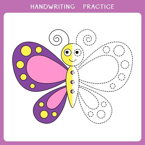 Funny Butterfly, Coloring Worksheets For Kindergarten, Drawing Worksheet, Worksheet For Kindergarten, Trace And Color, Coloring Worksheet, Handwriting Practice Sheets, Butterfly Coloring, Easy Drawings For Beginners