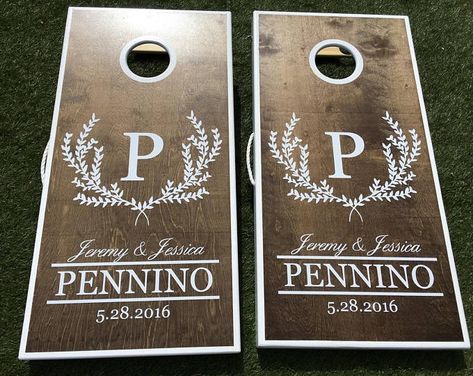 A wedding/shower décor and gift store. by WeddingWoodworksCo Cornhole Boards Wedding, Wedding Cornhole Boards, How To Dress For A Wedding, Custom Cornhole Boards, Cornhole Game, Essense Of Australia, Game Boards, Cornhole Bags, Cornhole Set