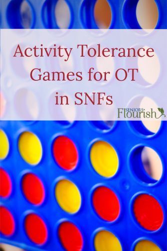 5 Activity Tolerance Games to Play During OT Sessions to Make it FUN! | SeniorsFlourish.com #OT #occupationaltherapy Shoulder Activities Occupational Therapy, Occupational Therapy Standing Tolerance Activities, Skilled Nursing Facility Occupational Therapy, Endurance Activities For Adults Occupational Therapy, Skilled Nursing Occupational Therapy, Visual Scanning Activities For Adults, Skilled Nursing Facility Activities, Hemiplegia Activities, Snf Occupational Therapy Activities