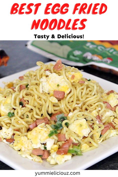 Learn how to make egg fried noodles. Perfect for dinner or lunch. Quick, easy, and delicious! Egg Fried Noodles Stir Fry, Fried Egg Noodles Recipe, Egg Fried Noodles, Egg Noodle Stir Fry, Egg Noodle Dishes, Egg Pasta Recipe, Noddle Recipes, Pan Fried Noodles, Quick Delicious Dinner