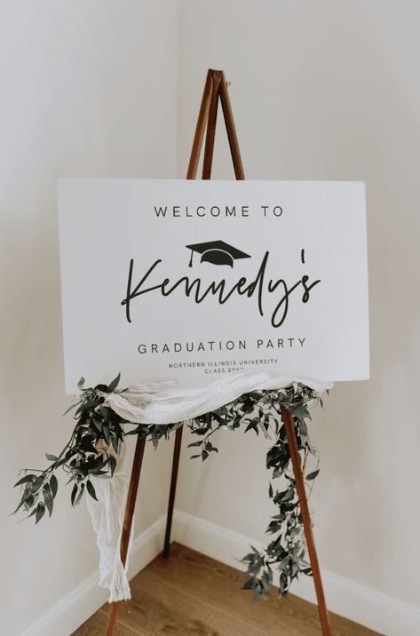 Graduation Party Checklist, Wedding Direction Signs, College Grad Party, Large Wedding Signs, Graduation Party Signs, Backyard Graduation Party, Wedding Directions, Senior Graduation Party, Graduation Poster