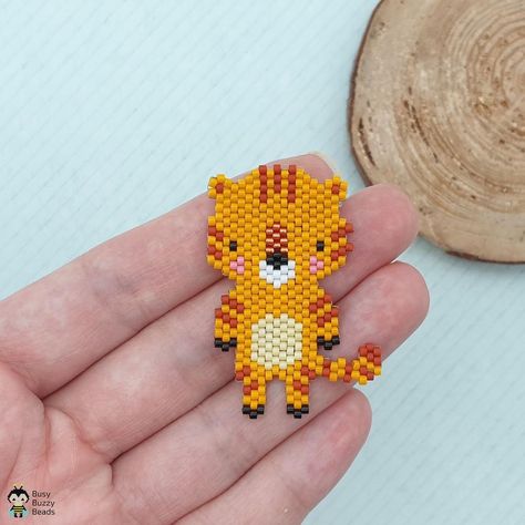 Beaded Tiger, Cat Beads, Animal Beads, Foot Bracelet, Cat Bead, Brick Stitch Pattern, Beaded Jewlery, Iron Beads, Bead Work Jewelry