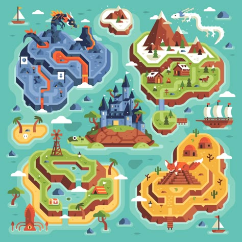 Game Map Design, Treasure Hunt Map, Maps Design, Map Game, Matt Anderson, Isometric Map, Classic Rpg, Game Map, Map Games