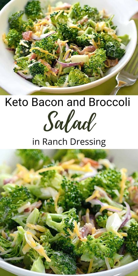 Low Carb Ranch, Salad With Ranch Dressing, Bacon And Broccoli, Salad With Ranch, Low Carb Ranch Dressing, Keto Salad Dressing, Ranch Dressing Recipe Homemade, Broccoli Cauliflower Salad, Keto Bacon