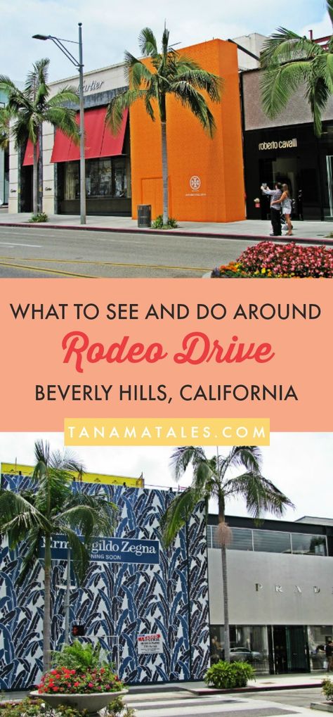 Things to do in Beverly Hills, #California – Travel and vacation tips / ideas - Rodeo Drive, is a 2-mile-long street, has been a shopping and luxury mecca since the late 60s.  However, you do not have to be a millionaire to enjoy what this place offers.  My guide will show you the best photo stops, suggestions for what to do in the vicinity and where to grab lunch or dinner.  Enjoy! #BeverlyHills #LosAngeles #LA #90210 Shopping In Beverly Hills, Things To Do In Beverly Hills California, Beverly Hills Photo Ideas, Beverly Hills Shopping, Rodeo Drive Beverly Hills, Beverly Hills California, California Travel Guide, Los Angeles Travel, Rodeo Drive