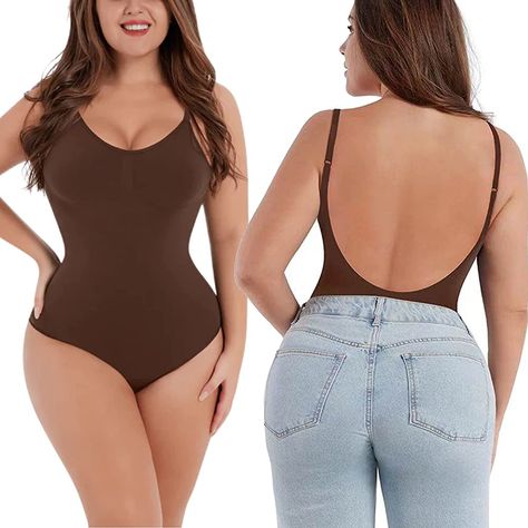 Bodysuit for Women - Tummy Control Shapewear Low Back | Sculpting Body Shaper Thong Dupes Shaping Leotard Tops at Amazon Women’s Clothing store Shapewear Leotard With Built-in Bra, Elastane Leotard With Built-in Bra For Shapewear, Seamless Push-up Bodysuit For Shapewear, Sculpting Push-up Shapewear Bodysuit, Fitted Low-back Shapewear With Lined Body, Hot Bodysuits, Shaper Wear, Waist Trainer For Men, Control Shapewear