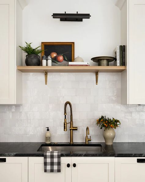 Still Life with Oranges – McGee & Co. Above Sink Decor, Kitchen Sink No Window, Sink No Window, Sink With No Window, Shelf Above Sink, Studio Mcgee Office, Kitchen Sink Wall, Mcgee Kitchen, Over Kitchen Sink