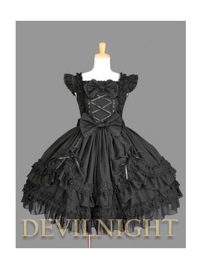 Black Ruffled Cap Sleeves Sweet Bow Gothic Lolita Dress Dr Dresses, Gothic Coquette, Black Gothic Dress, Gothic Elegance, Oc Outfits, Dti Ideas, Classic Lolita, Frilly Dresses, Outfits Dress