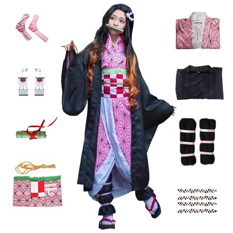 PRICES MAY VARY. 100% Polyester Machine Wash Kochou Shinobu Cosplay Costume, Anya Cosplay Suit for Women Anime Kimono Cloak for Halloween, Theme Party, Cosplay Show Nezuko Keychain, Nezuko Costume, Green Cloak, Outfit For Halloween, Green Costume, Kimono Cosplay, Nezuko Cosplay, Green Costumes, Black Cloak