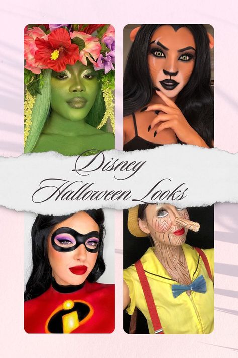 Once Upon a Halloween: Disney-Inspired Makeup for a Magical Night Disney Halloween Makeup Looks, Disney Characters Makeup Ideas, Disney Makeup Halloween, Stitch Makeup Ideas, Villain Makeup Looks, Villian Makeup Looks, Disney Halloween Makeup Ideas, Disney Character Makeup Looks, Halloween Makeup Disney