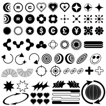 Y2k Shapes Png, Y2k Vector, Dibujos Y2k, Y2k Shapes, Y2k Graphics, 4 Drawing, Black And White Books, Design Shapes, Cyberpunk Design