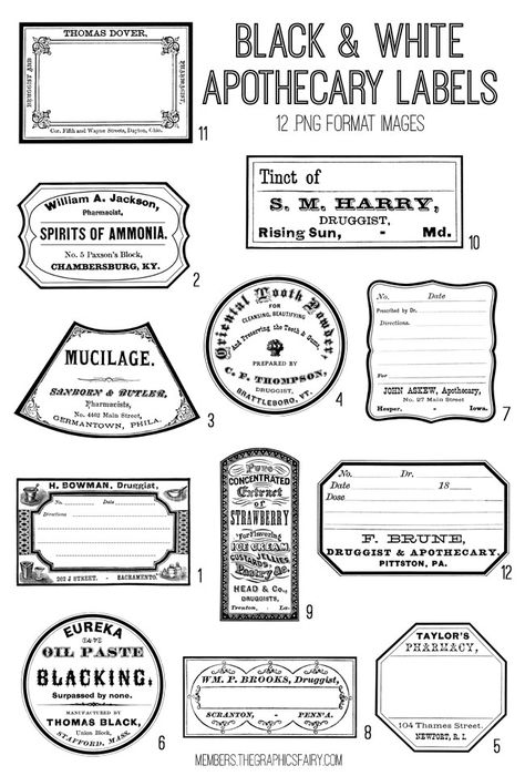 Black & White Apothecary Images Kit! Graphics Fairy Premium Membership Black Scrapbook Printables, Black And White Stickers Vintage, Apothecary Printables Free, Epherma Printables Free Images, Free Vintage Printables Black And White, Black And White Printables Free, Black Vintage Stickers, Black And White Stickers For Journal, Free Printable Stickers Black And White