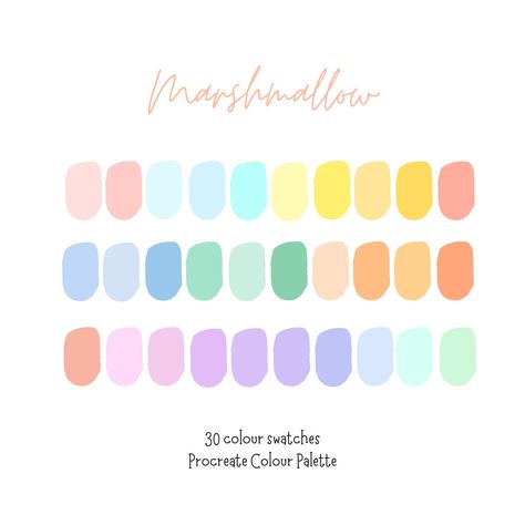 Kawaii Color Palette Procreate, Procreate Color Palette Pastel, Pastel Color Swatches, Cartoon Color Palette, Bright Pastel Color Palette, Free Procreate Color Palettes, Pastel Color Pallet, Pastel Colors Palette, Cool Colour Palette