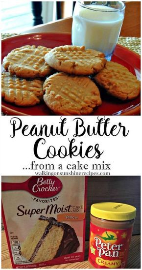 Easy and delicious peanut butter cookies from a cake mix from Walking on Sunshine. Cookies From A Cake Mix, Peanut Butter Cake Mix Cookies, Cake Mix Desserts, Cake Mix Cookie Recipes, Dessert Simple, Walking On Sunshine, Dessert Aux Fruits, Peanut Butter Cake, Easy Cheesecake Recipes